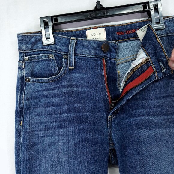 Alice + Olivia AO LA You Look Good Jeans 24 Denim Blue Stretch Tapered Leg - Picture 7 of 15